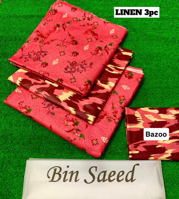 Bin Saeed Luxury Linen 3 Piece Unstitched Collection