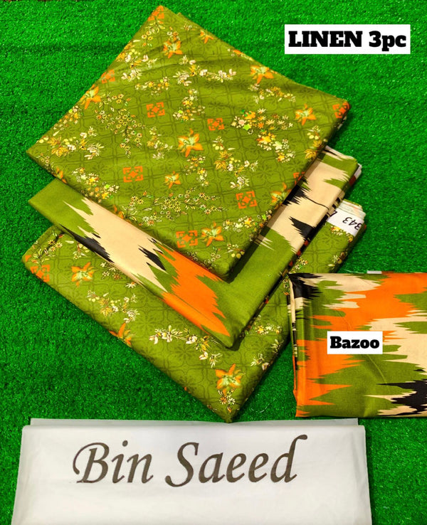 Bin Saeed Luxury Linen 3 Piece Unstitched Collection