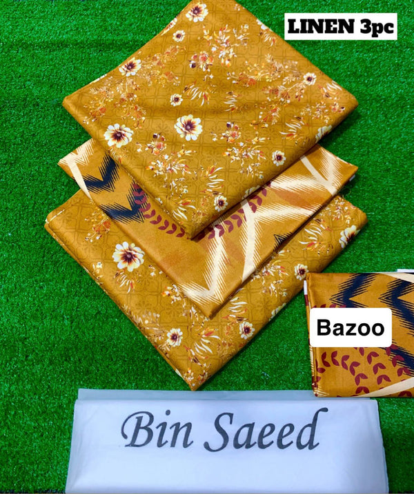 Bin Saeed Luxury Linen 3 Piece Unstitched Collection